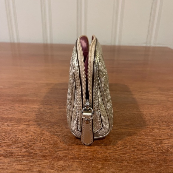 Coach Cosmetic Bag Tan with Gold Trim - Like New - Picture 4 of 6